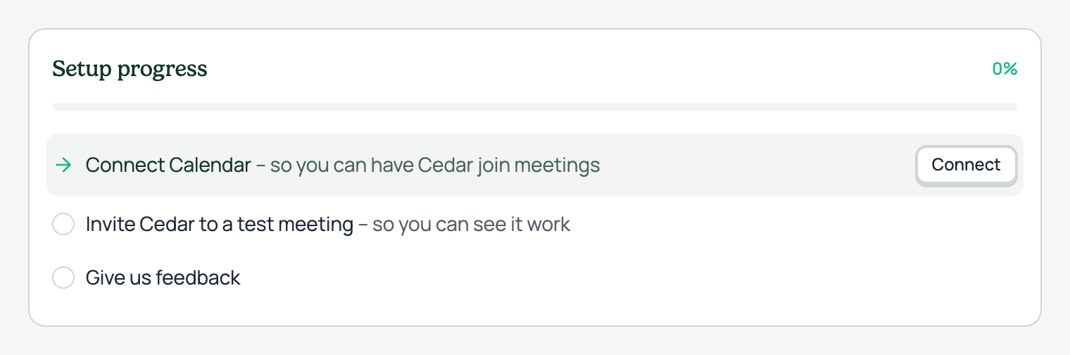 After · Setup checklist, Connect action (xs)