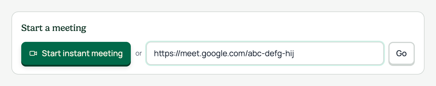 After · Start a meeting, Go button