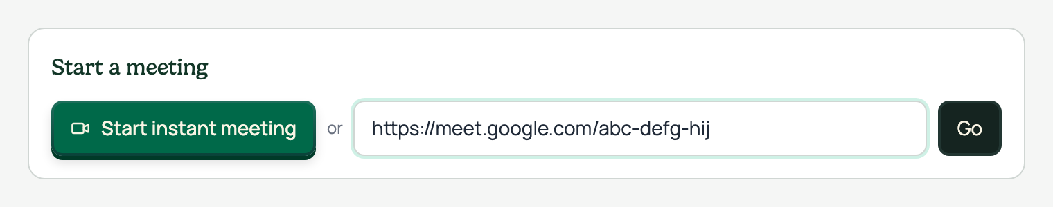 Before · Start a meeting, Go button